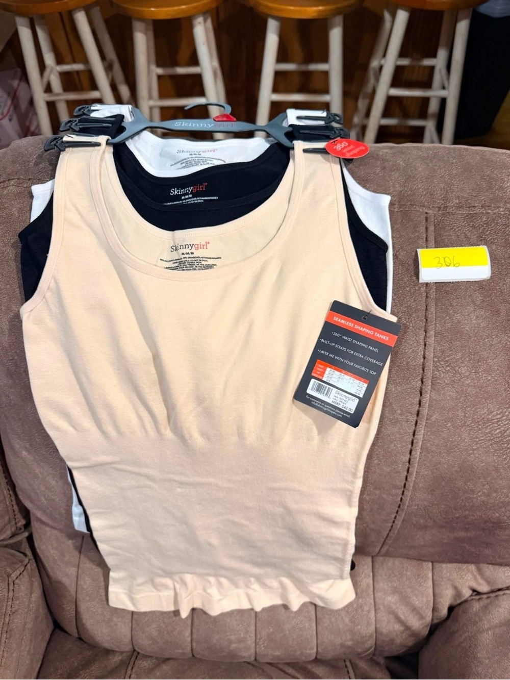 Skinnygirl Seamless Shaping Tank Tops - Nude, Black, White (3-Pack)